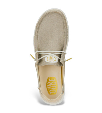 HeyDude Wendy Metallic Sparkle beige boat shoes