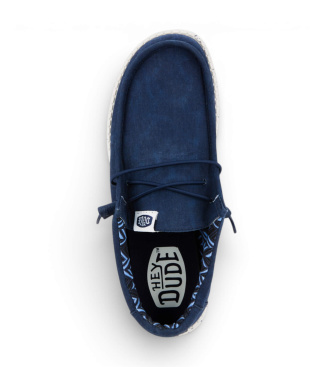 HeyDude Wally Stretch Canvas navy trainers