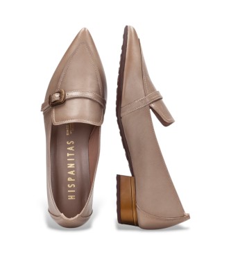 Hispanitas Ginebra taupe leather ballet flats