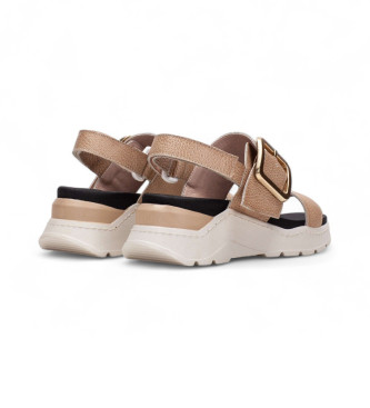 Hispanitas Bolero brown leather sandals -Height 6cm wedge