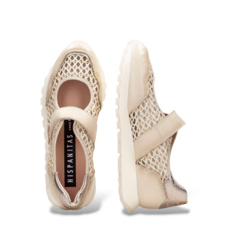 Hispanitas Baskets en cuir mary Jane beige