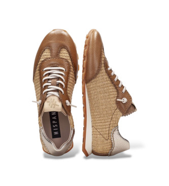 Hispanitas Zapatillas de Piel Retro marr�n