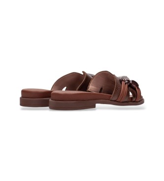 Hispanitas Sandales en cuir � pierres brunes