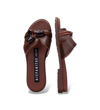 Hispanitas Sandales en cuir � pierres brunes