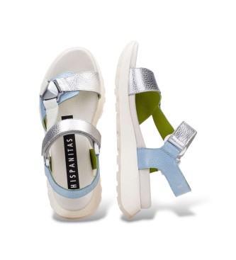 Hispanitas Sand�lias de couro Bolero azul, branco