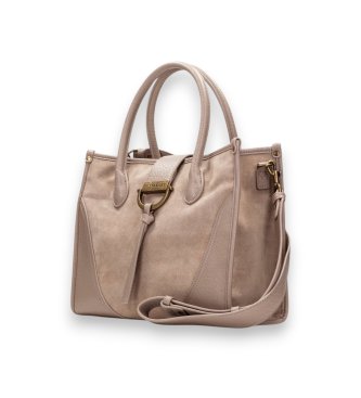 Hispanitas Torba tote z zamszu w kolorze taupe
