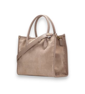 Hispanitas Torba tote z zamszu w kolorze taupe