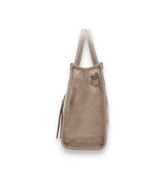 Hispanitas Torba tote z zamszu w kolorze taupe