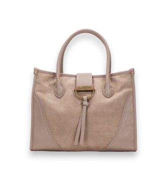 Hispanitas Torba tote z zamszu w kolorze taupe