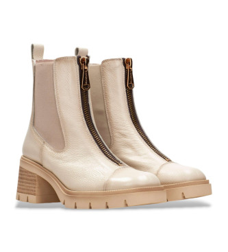 Hispanitas Beige leather Chelsea ankle boots