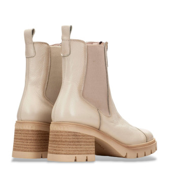 Hispanitas Beige leather Chelsea ankle boots