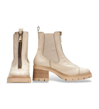 Hispanitas Beige leather Chelsea ankle boots