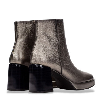 Hispanitas Bottines en cuir verni argent