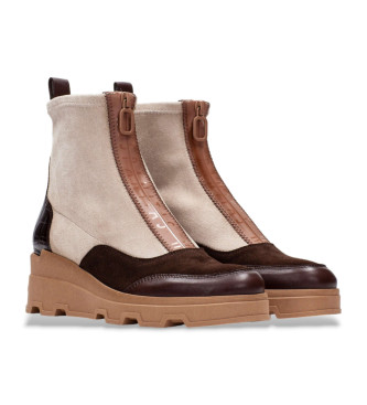 Hispanitas Bottines en cuir beige  talon compens