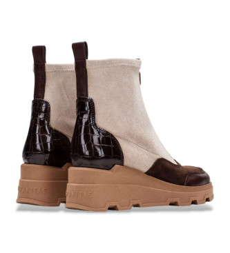 Hispanitas Bottines en cuir beige  talon compens