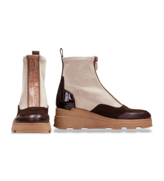 Hispanitas Bottines en cuir beige  talon compens