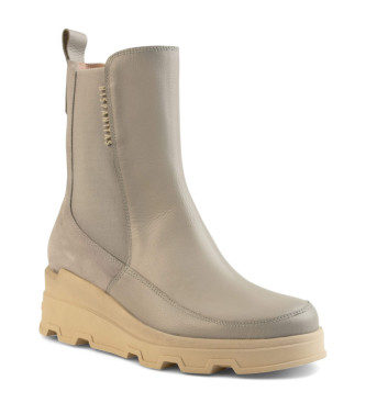 Hispanitas Iron grey leather wedge ankle boots