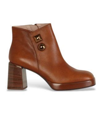 Hispanitas Bottines en cuir  talon bloc marron