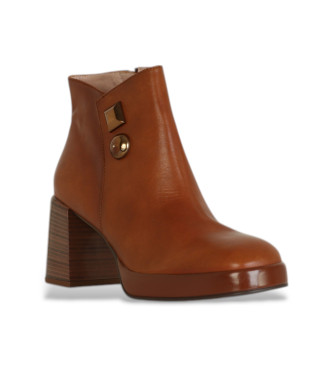 Hispanitas Leather ankle boots with brown block heel