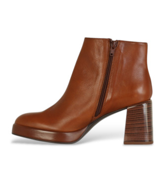 Hispanitas Bottines en cuir  talon bloc marron