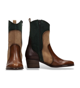 Hispanitas Bottines en cuir de cow-boy marron