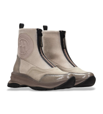 Hispanitas Beige leather sports ankle boots