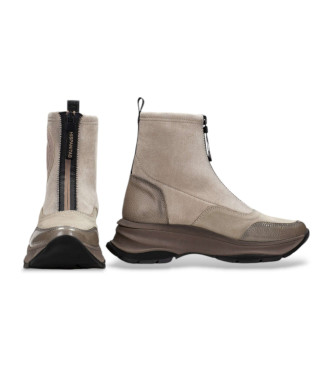 Hispanitas Beige leather sports ankle boots