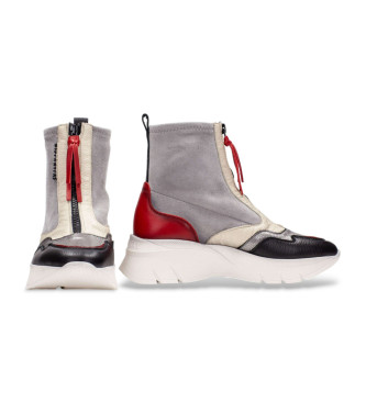 Hispanitas Bottines sport en cuir gris, multicolore