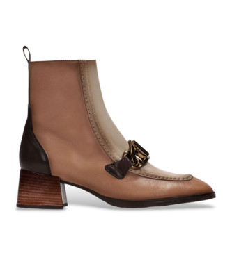 Hispanitas Bottines en cuir double H marron