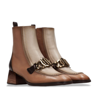 Hispanitas Bottines en cuir double H marron