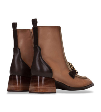 Hispanitas Bottines en cuir double H marron