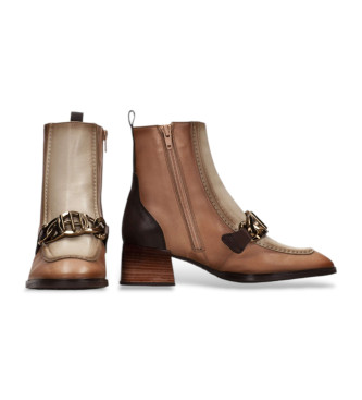 Hispanitas Brown double H leather ankle boots