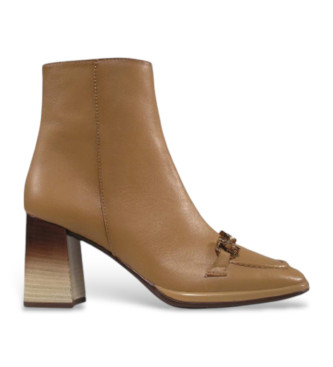 Hispanitas Bottines en cuir beige de style mocassin