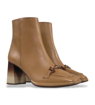 Hispanitas Bottines en cuir beige de style mocassin