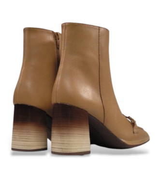 Hispanitas Beige mocassin stijl leren enkellaarsjes