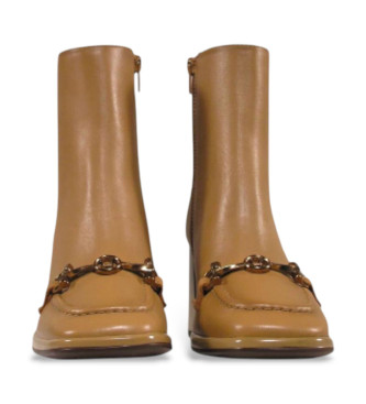 Hispanitas Bottines en cuir beige de style mocassin