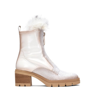 Hispanitas Ingrid leather ankle boots white -Height heel 6cm