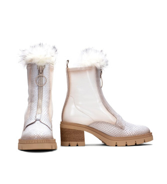 Hispanitas Ingrid leather ankle boots white -Height heel 6cm