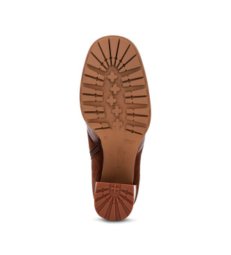 Hispanitas Brązowe skórzane buty do kostki Michelle - obcas 7 cm