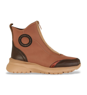 Hispanitas Bottines en cuir polynsien marron