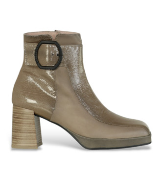 Hispanitas Square toe leather ankle boots taupe