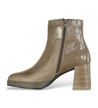 Hispanitas Bottines en cuir  bout carr taupe