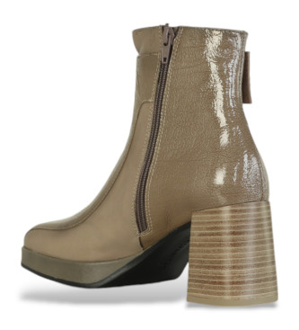 Hispanitas Bottines en cuir  bout carr taupe