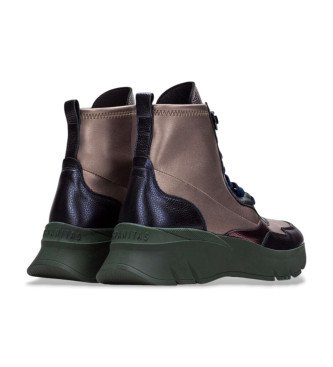 Hispanitas Botins em pele vermelha Taupe