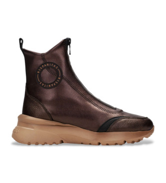 Hispanitas Bottines en cuir stretch marron