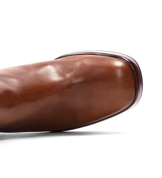 Hispanitas Tokio brązowe skórzane buty za kostkę - obcas 7 cm
