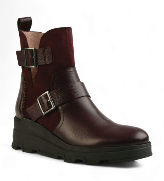 Hispanitas Maroon Velour leather ankle boots