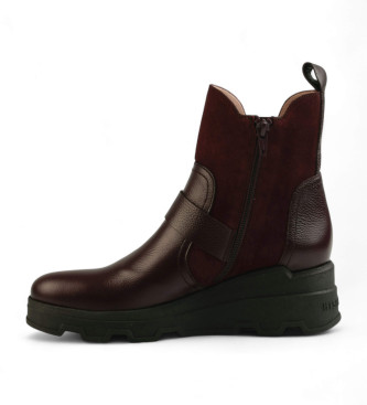 Hispanitas Maroon Velour leather ankle boots