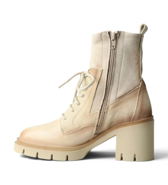 Hispanitas Zurich Rock White Cream Leather Ankle Boots