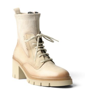 Hispanitas Zurich Rock White Cream Leather Ankle Boots